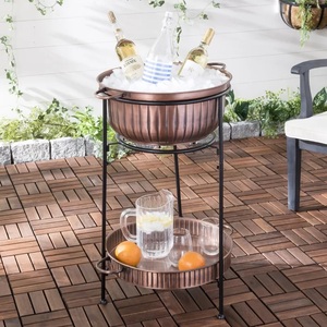 Soporte para macetas de cobre Soporte para plantas de jardín con marco de acero duradero de dos niveles y acabado de hierro elegante - Product Image 4