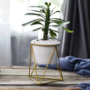 Ensemble de 2 jardinières en métal avec support noir, pot pour plantes, décoration pour salon, balcon et jardin, jardinière pour les fournisseurs en gros - Product Image 2