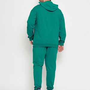 ชุดวอร์มผ้าฟลีซผ้าฝ้าย100% สำหรับผู้ชายชุดฝึกวิ่งมีฮู้ดแบบกำหนดเองดีไซน์ใหม่ฤดูหนาวสีทึบพิมพ์ลายสองชิ้น - Product Image 4