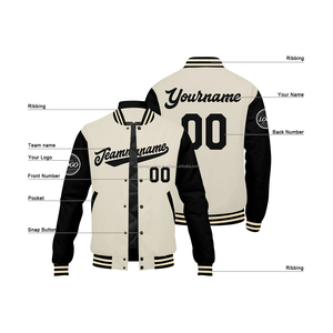 Chaqueta Deportiva Varsity de Lana Personalizada con Mangas de Cuero, Cuello Alto Cortavientos, Ropa Deportiva para Equipos - Product Image 4