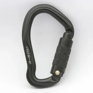 Custom 23kn Ear Shape Flat Locking Carabiner Hook Aluminum Climbing Carabiners