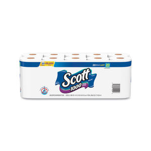 Scott 1-Ply Standard Toilet Paper White 1000 <b>Sheets</b>/ LOT = 16 PACKS of 20 - Product Image 1