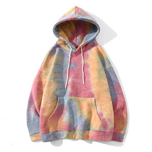 Sweat à capuche personnalisé pour Couple tie dye pour femmes 100% coton surdimensionné à épaules tombantes Streetwear pull à capuche pour les Couples - Product Image 2