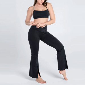 Custom Logo Plus Size Yoga Workout Gym Running Scoop <b>Back</b> Sport Top High Waisted Push up Flare Leggings Women Activewear Sets - Product Image 2