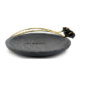 Plateau de service alimentaire au design moderne Plateau à fromage en marbre massif avec 2 poignées dorées coûteuses pour la maison Hôtel Vaisselle Plateau de service - Product Image 6