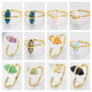 หินมูนสโตนสายรุ้งสองแฉกพร้อมแหวนปรับขนาดได้ CZ สำหรับผู้หญิง - Product Image 2