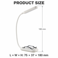 Lampe de lecture LED rechargeable à clip avec batterie 500 mAh, 3 modes de couleur, 5 niveaux de luminosité et col de cygne flexible