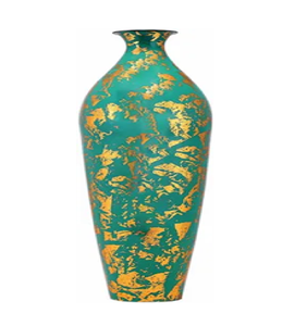 Elegante jarrón de aluminio en tono dorado con un diseño de pedestal clásico con un cuerpo texturizado, perfecto para exhibiciones florales de lujo - Product Image 5