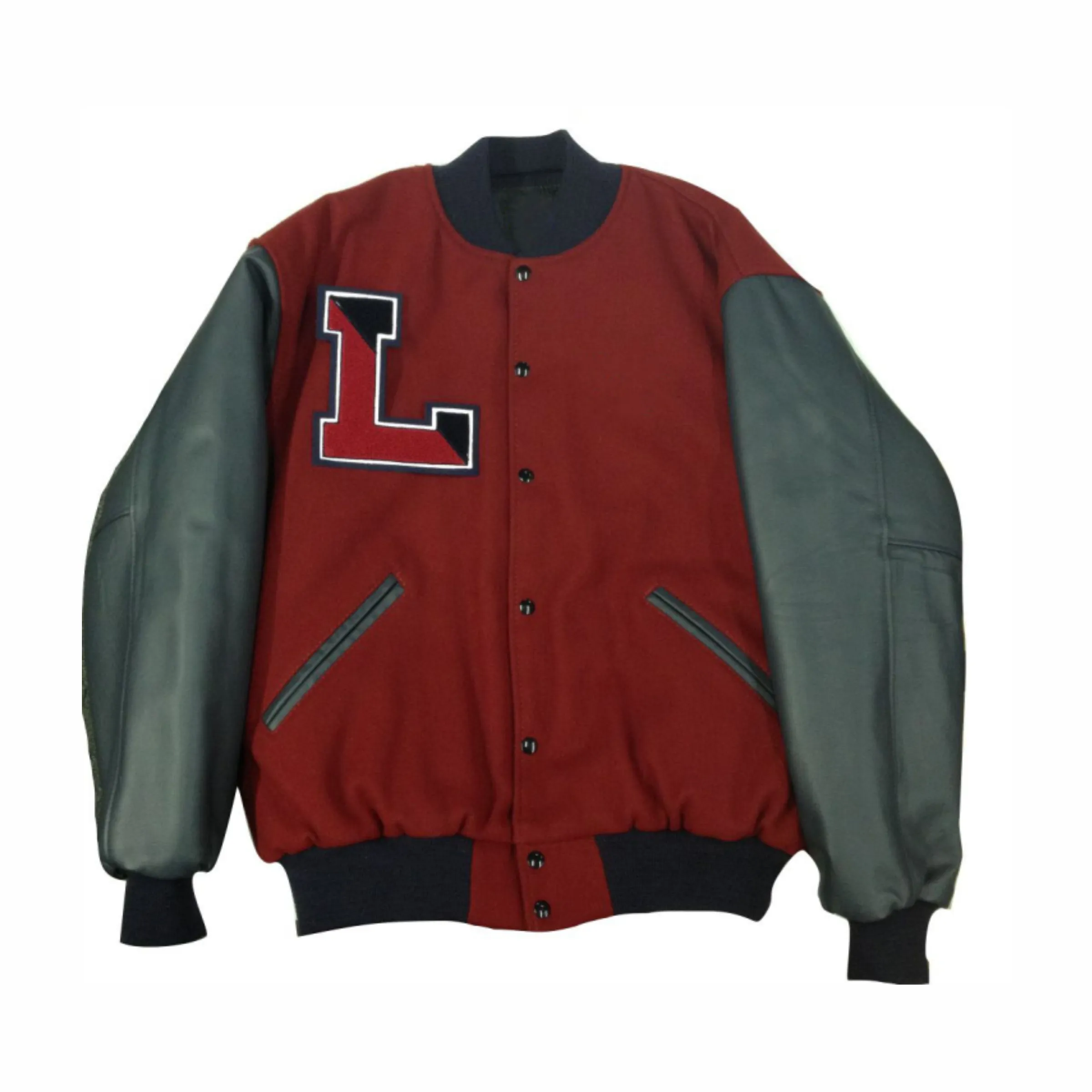 Letterman L Embroid Patchwork Leather Sleeve Stadium Women Varsity Jacket Unisex Men Baseball Bomber Coat University Streetwear