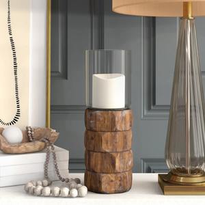 Porte-bougie en bois design, support élégant en bois naturel pour la décoration de la maison, salon et présentation sur table, fabriqué à la main en Inde - Product Image 4