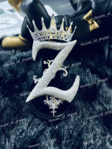 Pendentif Lettre Z Couronne en Moissanite Givrée, Collier Statement Hip Hop Bling, Bijou Initial Personnalisé en Argent 925 Plaqué Rhodium, pour Soirée - Product Image 4