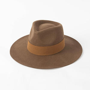 Chapeaux Fedora à large bord rigide et plat en feutre de laine 100% australienne, personnalisés, à la mode, avec ruban, plusieurs couleurs - Product Image 3