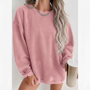 Sweatshirts à manches longues décontractés pour femmes, col rond, pull, anti-boulochage, tricoté, confortable, lavé à l'avant, 100% - Product Image 2