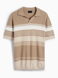 เสื้อโปโลผ้าเทอร์รี่สำหรับผู้ชายแขนสั้นลายทางเสื้อสวมหัวคอปกสวมหัวเสื้อยืดสำหรับฤดูร้อน - Product Image 4