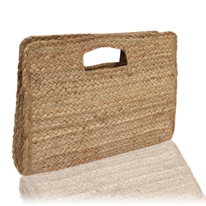 Sac fourre-tout en jute tissé avec poignée, panier de rangement ouvert portable, couleur naturelle, style minimaliste, utilisation toutes saisons - Product Image 3