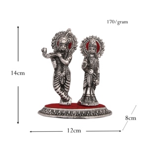 Estatua de pie hecha a mano con Radha Krishna, estatua de Metal chapado en plata para decoración y regalo, novedad - Product Image 3