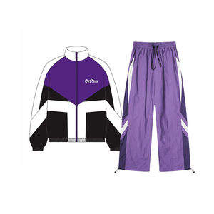 ชุดวอร์มสองชิ้นเสื้อแจ็คเก็ตและชุดวิ่งออกกำลังกายผ้าไนลอนโพลีเอสเตอร์ออกแบบได้ตามต้องการชุดเสื้อกันลมสำหรับผู้ชาย - Product Image 1