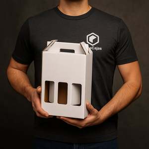 Self-Assembly White Cardboard Gift <b>Box</b> for 3 Bordeaux/Burgundy Wine Bottles No Ribbon Required-for <b>Presenting</b> Handmade Gifts - Product Image 2