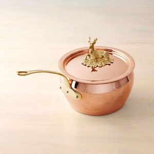 Custom Engraved Copper Cookware Sauce <b>Pan</b> with <b>Lid</b> Eco-Friendly Oven Safe Factory Direct Sale - Product Image 1