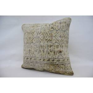 Beige Kantha Patchwork Wool Pillow 28x28 Inch Luxury Rustic Design Vintage Fluffy Embroidered Printed Woven <b>18x18</b> Luxury Square - Product Image 3