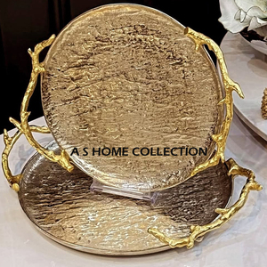 ชุดถาดเงิน2ชิ้นขนาดใหญ่หรูหราถาดเก็บของใช้ในครัวเรือนถาดสำหรับงานแต่งงาน - Product Image 2