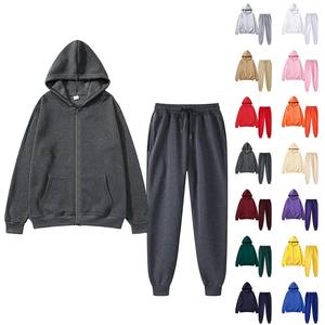 Survêtement pour homme et femme Jogging décontracté Ensemble sweats à capuche avec fermeture éclair Pantalon de survêtement noir 2 pièces Polaire Mode Vêtements de sport chauds - Product Image 5