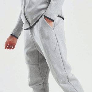 2025 diseño OEM 69% algodón 31% poliéster Heather Grey hombres Tech Fleece chándal con cremallera completa Sudadera con capucha Joggers pantalones de chándal - Product Image 5