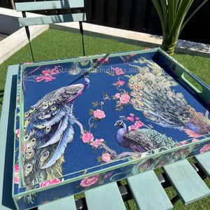 Plateau de service en bois personnalisé avec base de transport facile des aliments pour mariages et fêtes - Product Image 1