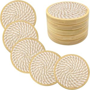 Best Theme Design Breaded Cotton Rope and Wooden <b>Table</b> <b>Coaster</b> Best for Parties and Other Functions Tableware Design <b>Coaster</b> - Product Image 1