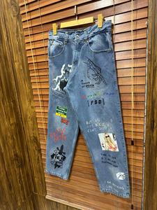 FONETIC INDUSTRY Jeans unisexe taille haute coupe ample couleur unie - Product Image 3