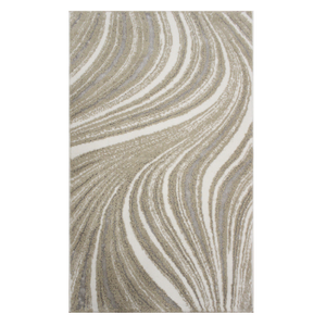 Alfombra de Baño Rectangular Mora de 70x120cm, Color Crudo/Beige/Plateado, de Algodón Reciclado con Patrón Jacquard Abstracto, Estilo Moderno - Product Image 2