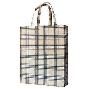 Bolsa de compras reciclable no tejida PP con logotipo personalizado al por mayor, bolsa de compras ecológica con patrón a cuadros para supermercado, bolsa de regalo - Product Image 4