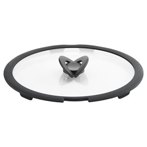 Tapa de Vidrio Transparente Gris INGENIO 010244060128 con Asa Ahorradora de Espacio (28cm) Compatible con Ollas Lagostina, Accesorio para Sartenes Premium - Product Image 1