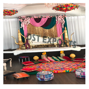 Sofá sin espalda de oro blanco para decoraciones de boda Sofá elegante para muebles de ceremonia Mehndi & Sangeet - Product Image 4