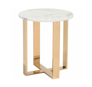 Mesa auxiliar redonda de aluminio moderna con acabado pulido y base curva elegante para decoración de sala de estar o dormitorio - Product Image 2