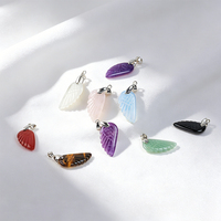 Pendentif en pierre sculptée en forme d'ailes d'ange vintage en laiton et améthyste de 32 mm pour collier et bracelet, idéal pour la guérison Reiki