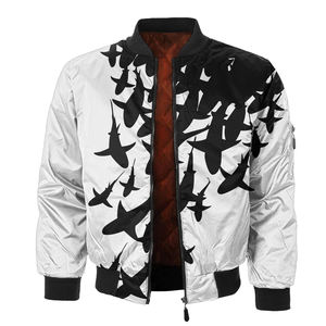 Chaqueta de bombardero de sublimación personalizada para hombres y mujeres, ropa de calle ligera de estilo universitario con estampado completo - Product Image 2