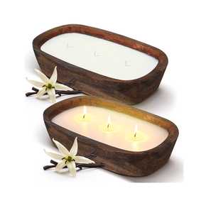 Tazón de vela de masa de madera Natural forma rectangular 100% tazón de vela de masa de madera hecho a mano diseño moderno Venta caliente - Product Image 1