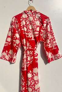 Indien fait à la main 100% coton Kimono robe imprimé fleuri décontracté plage vacances porter pour l'été printemps parfait Bikini hiver automne - Product Image 6
