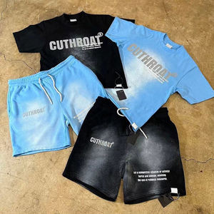 เสื้อยืดสตรีทแวร์พิมพ์ลายโลโก้แบบ DTG ชุดเซ็ตสองชิ้น กางเกงขาสั้นย้อมสีเอซิด เสื้อยืดและกางเกงขาสั้นสำหรับผู้ชาย - Product Image 5