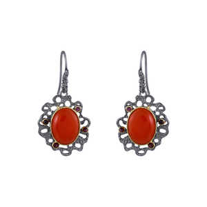 925 solide Sterling Sier fait à la main femmes boucles d'oreilles cornaline naturelle pierres précieuses accessoires élégants cadeaux diamant perle - Product Image 1