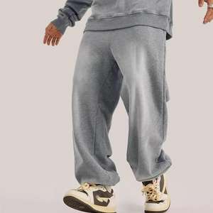 Street Wear Custom 360 420 500gsm Blank French Terry Acid Wash Baggy Wide Leg Jogger Sweatpants for <b>Men</b> - Product Image 5