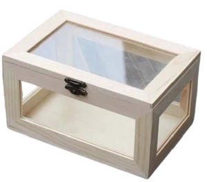 Caja de almacenamiento rectangular de madera y vidrio, superventas, regalos y manualidades, cajas de madera, carteles de pared hechos en la India - Product Image 1