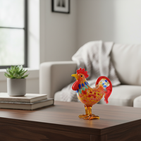 Figurine de coq en verre moderne faite à la main, presse-papiers en cristal Art Déco, décoration pour la maison, le bureau ou le tableau de bord de voiture
