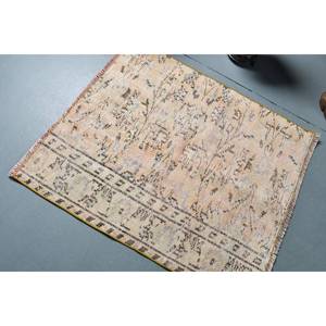 Alfombra Turca Vintage Beige 2.8x3.3 pies, Diseño Clásico Rectangular con Parches, Material de Lana de Pelo Medio Ecológico, Base de Látex - Product Image 4