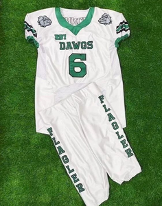 Tenue de football américain personnalisée pour adultes, vente en gros, uniforme vierge en twill thermocollé, ensemble maillot d'entraînement court - Product Image 6