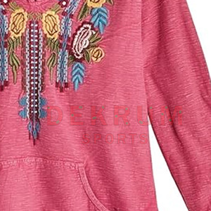 Sudaderas con capucha bordadas de manga larga para mujer, transpirables, fáciles de moda para adultos, último diseño, sudaderas con capucha bordadas para mujer - Product Image 5