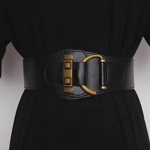 Ladies Belt Dress Waist Buckle Bandage Corset Wide Leather Ladies Elastic High Waist RLI 2023