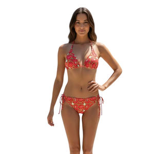 Conjunto de Bikini para Mujer, Top de Bikini Triangular con Tirantes, Parte Inferior con Lazos Laterales, Traje de Baño de Colores Vibrantes, Ropa de Playa, Traje de Baño de Dos Piezas para Fiesta en la Piscina - Product Image 1