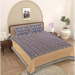 Juego de 3 Sábanas y Fundas de Almohada de Algodón 240 Hilos con Diseño Floral Azul, Tamaño Super King (100% Algodón para Uso Doméstico) - Product Image 1